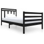 Black solid wood bed frame 100x200 cm by vidaXL, Beds and slatted bases - Ref: Foro24-3100648, Price: 118,99 €, Discount: %