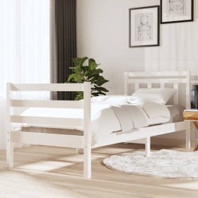 Weißer Massivholzbettrahmen 90x200 cm von vidaXL, Betten und Lattenroste - Ref: Foro24-3100640, Preis: 105,85 €, Rabatt: %