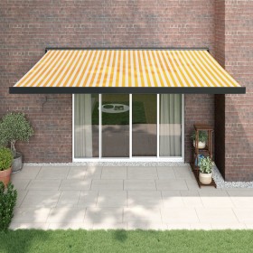 Toldo retráctil aluminio y tela amarillo y blanco 4x3 m de vidaXL, Toldos - Ref: Foro24-3154558, Precio: 491,51 €, Descuento: %