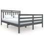 Estructura de cama de madera maciza gris 160x200 cm de vidaXL, Camas y somieres - Ref: Foro24-3100666, Precio: 151,14 €, Desc...