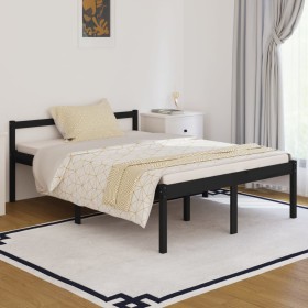 Cama para personas mayores madera maciza pino negra 135x190 cm de vidaXL, Camas y somieres - Ref: Foro24-810593, Precio: 120,...