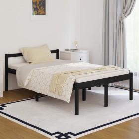 Solid wood bed frame small double black 120x190 cm by vidaXL, Beds and slatted bases - Ref: Foro24-810588, Price: 127,99 €, D...