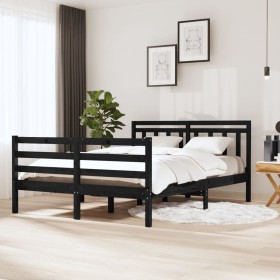 Black solid wood bed frame 140x190 cm by vidaXL, Beds and slatted bases - Ref: Foro24-3100638, Price: 162,99 €, Discount: %