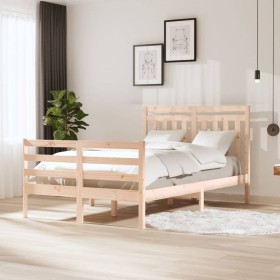 Estructura de cama doble pequeña de madera maciza 120x190 cm de vidaXL, Camas y somieres - Ref: Foro24-3100624, Precio: 109,9...