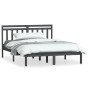 Estructura de cama doble de madera maciza gris 120x190 cm de vidaXL, Camas y somieres - Ref: Foro24-3100561, Precio: 133,99 €...