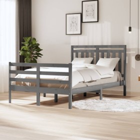 Gray solid wood bed frame 4FT small double 120x190 cm by vidaXL, Beds and slatted bases - Ref: Foro24-3100626, Price: 155,99 ...