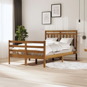 Estructura de cama madera maciza marrón miel 120x200 cm de vidaXL, Camas y somieres - Ref: Foro24-3100652, Precio: 135,99 €, ...