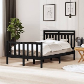 Black solid wood bed frame 120x200 cm by vidaXL, Beds and slatted bases - Ref: Foro24-3100957, Price: 171,99 €, Discount: %