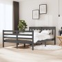 Gray Solid Wood Double Bed Frame 4FT6 135x190cm by vidaXL, Beds and slatted bases - Ref: Foro24-3100631, Price: 169,39 €, Dis...