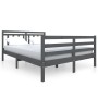 Gray Solid Wood Double Bed Frame 4FT6 135x190cm by vidaXL, Beds and slatted bases - Ref: Foro24-3100631, Price: 169,99 €, Dis...