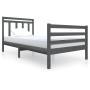 Gray solid wood bed frame 100x200 cm by vidaXL, Beds and slatted bases - Ref: Foro24-3100646, Price: 106,99 €, Discount: %