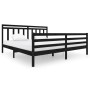 Black solid wood bed frame 200x200 cm by vidaXL, Beds and slatted bases - Ref: Foro24-3100678, Price: 163,99 €, Discount: %