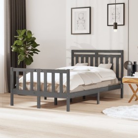 Gray solid wood bed frame 120x200 cm by vidaXL, Beds and slatted bases - Ref: Foro24-3100955, Price: 145,99 €, Discount: %