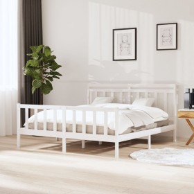 White solid wood bed frame 160x200 cm by vidaXL, Beds and slatted bases - Ref: Foro24-3100969, Price: 144,99 €, Discount: %