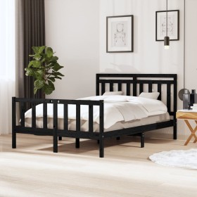 Black solid wood bed frame 140x200 cm by vidaXL, Beds and slatted bases - Ref: Foro24-3100962, Price: 186,09 €, Discount: %