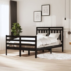 Black solid wood bed frame 120x200 cm by vidaXL, Beds and slatted bases - Ref: Foro24-3100653, Price: 148,99 €, Discount: %