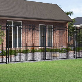 Black coated steel spear point fence gate 406x223 cm by vidaXL, garden gates - Ref: Foro24-151103, Price: 699,99 €, Discount: %