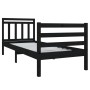 Black single solid wood bed frame 75x190 cm by vidaXL, Beds and slatted bases - Ref: Foro24-3100618, Price: 101,71 €, Discoun...