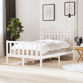 Estructura de cama de madera maciza blanca 120x200 cm de vidaXL, Camas y somieres - Ref: Foro24-3100954, Precio: 131,49 €, De...