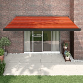 Retractable aluminum awning with orange and brown fabric, 4x3 m. by vidaXL, Awnings - Ref: Foro24-3154568, Price: 491,51 €, D...