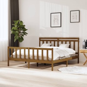 Estructura de cama de madera maciza marrón miel 160x200 cm de vidaXL, Camas y somieres - Ref: Foro24-3100971, Precio: 173,99 ...