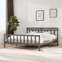 Estructura de cama de madera maciza gris 200x200 cm de vidaXL, Camas y somieres - Ref: Foro24-3100980, Precio: 165,56 €, Desc...