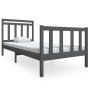 Gray solid wood bed frame 100x200 cm by vidaXL, Beds and slatted bases - Ref: Foro24-3100950, Price: 111,51 €, Discount: %