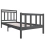 Gray solid wood bed frame 100x200 cm by vidaXL, Beds and slatted bases - Ref: Foro24-3100950, Price: 111,51 €, Discount: %