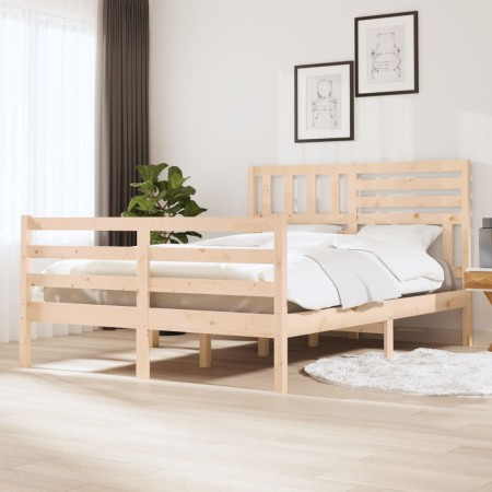 Estructura de cama doble pequeña de madera maciza 120x190 cm de vidaXL, Camas y somieres - Ref: Foro24-3101058, Precio: 129,6...