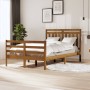 Honey brown solid wood double bed frame 120x190 cm by vidaXL, Beds and slatted bases - Ref: Foro24-3100627, Price: 156,99 €, ...