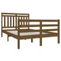 Estructura de cama doble madera maciza marrón miel 120x190 cm de vidaXL, Camas y somieres - Ref: Foro24-3100627, Precio: 156,...