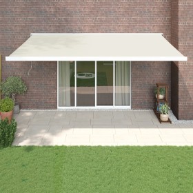 Aluminum and cream fabric retractable awning 5x3 m by vidaXL, Awnings - Ref: Foro24-3154530, Price: 743,84 €, Discount: %