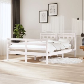 Estructura de cama de madera maciza blanca 140x200 cm de vidaXL, Camas y somieres - Ref: Foro24-3100655, Precio: 127,99 €, De...