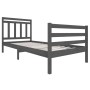 Estructura de cama de madera maciza gris 90x200 cm de vidaXL, Camas y somieres - Ref: Foro24-3100641, Precio: 99,75 €, Descue...