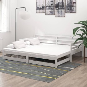 Abnehmbares Schlafsofa aus massivem weißem Kiefernholz, 2 x (90 x 200) cm von vidaXL, Betten und Lattenroste - Ref: Foro24-30...