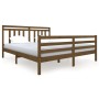 Honey brown solid wood double bed frame 180x200cm by vidaXL, Beds and slatted bases - Ref: Foro24-3100672, Price: 179,99 €, D...