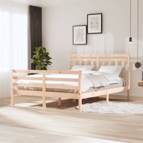 Solid wood bed frame 150x200 cm by vidaXL, Beds and slatted bases - Ref: Foro24-3100659, Price: 153,74 €, Discount: %