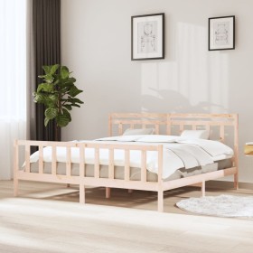 Solid wood bed frame 200x200 cm by vidaXL, Beds and slatted bases - Ref: Foro24-3100978, Price: 135,14 €, Discount: %