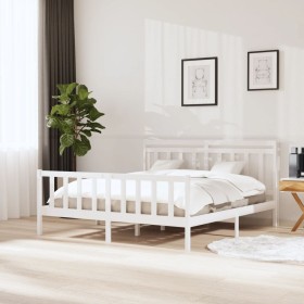 Weißer Massivholzbettrahmen 180x200 cm von vidaXL, Betten und Lattenroste - Ref: Foro24-3100974, Preis: 162,99 €, Rabatt: %