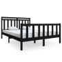 Estructura de cama de madera maciza negro 150x200 cm de vidaXL, Camas y somieres - Ref: Foro24-3100967, Precio: 184,03 €, Des...