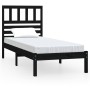 Solid black pine wood bed frame 100x200 cm by vidaXL, Beds and slatted bases - Ref: Foro24-3101017, Price: 131,99 €, Discount: %