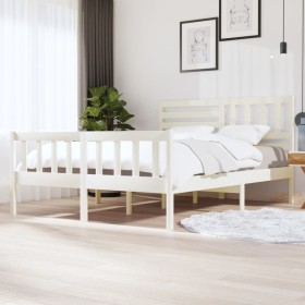 Estructura de cama de madera maciza blanca 160x200 cm de vidaXL, Camas y somieres - Ref: Foro24-3101164, Precio: 168,99 €, De...