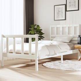 Estructura de cama individual de madera maciza blanco 90x190 cm de vidaXL, Camas y somieres - Ref: Foro24-3101119, Precio: 98...