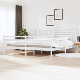 Estructura cama de madera maciza blanca super king 180x200 cm de vidaXL, Camas y somieres - Ref: Foro24-3101104, Precio: 169,...