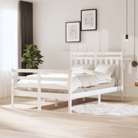 Weißer Massivholzbettrahmen 120x200 cm von vidaXL, Betten und Lattenroste - Ref: Foro24-3100650, Preis: 119,64 €, Rabatt: %