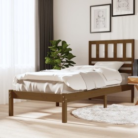 Solid pine wood bed frame honey brown 100x200 cm by vidaXL, Beds and slatted bases - Ref: Foro24-3101016, Price: 114,99 €, Di...