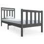 Gray solid wood single bed frame 75x190 cm by vidaXL, Beds and slatted bases - Ref: Foro24-3100681, Price: 103,99 €, Discount: %