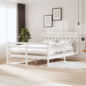 White solid wood bed frame 160x200 cm by vidaXL, Beds and slatted bases - Ref: Foro24-3100665, Price: 134,99 €, Discount: %