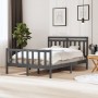 Estructura de cama de madera maciza gris 140x190 cm de vidaXL, Camas y somieres - Ref: Foro24-3100701, Precio: 141,99 €, Desc...