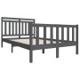 Estructura de cama de madera maciza gris 140x190 cm de vidaXL, Camas y somieres - Ref: Foro24-3100701, Precio: 141,99 €, Desc...